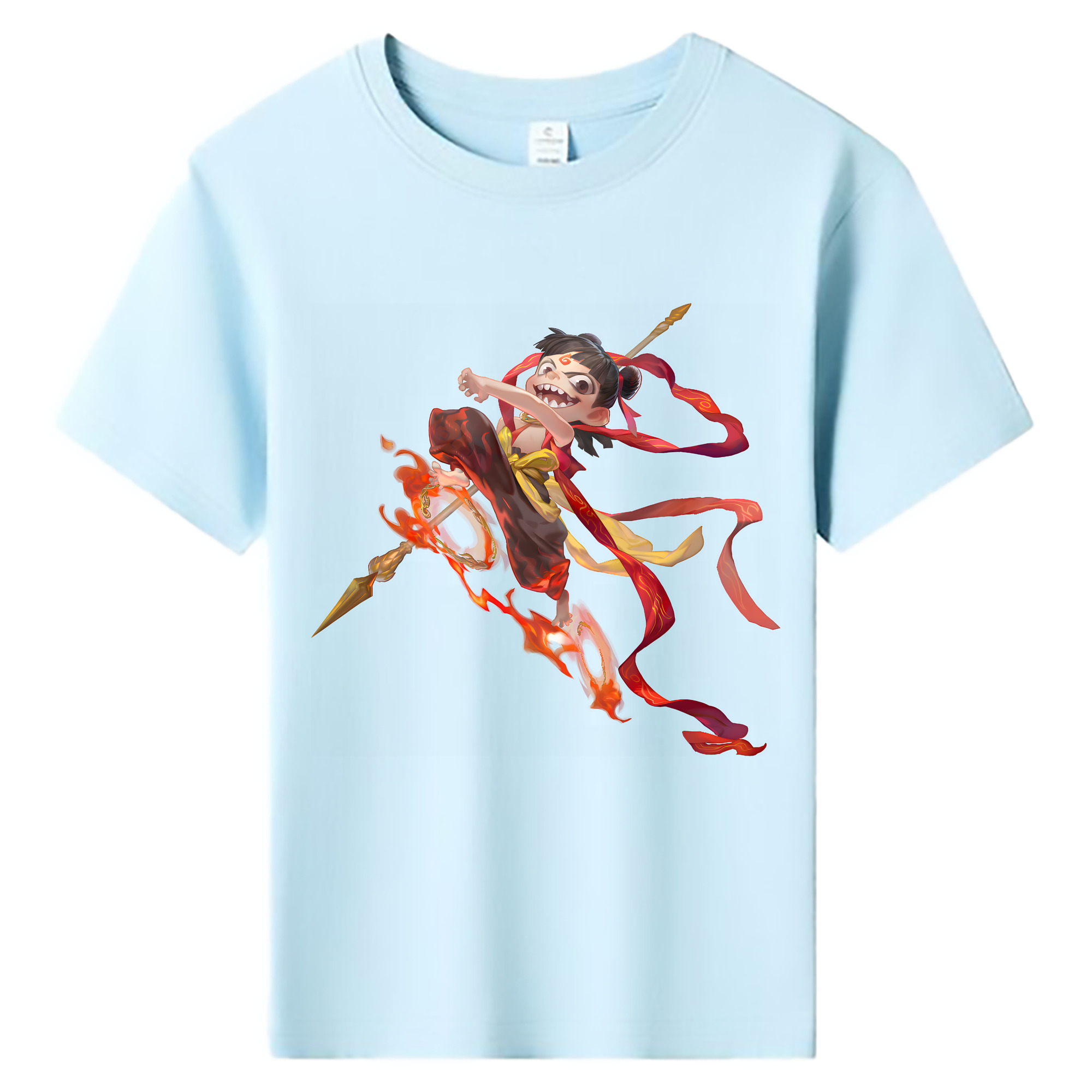 （画像用） Ne Zha 2 ナタ 魔童の大暴れ 綿100％キッズTシャツ（フロントプリント）